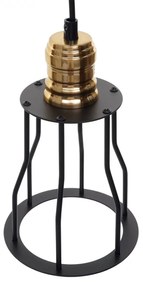 Závesné svietidlo H81 industrial, klietka 7 74191 - kov, Čierna / zlatá