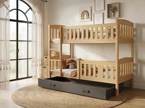 Poschodová posteľ KUBO 190x90 | borovica - grafitová