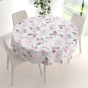 Biante Bavlnený okrúhly obrus Sandra SA-476 Ružové lapače snov a ruže II. Ø 50 cm