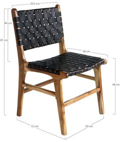 Čierno–hnedé jedálenské stoličky z teakového dreva v súprave 2 ks Perugia – House Nordic