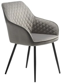 Sivá zamatová jedálenská stolička Unique Furniture Milton