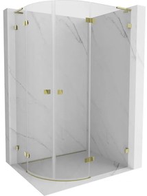 Mexen Lunar, L pravý polkruhový sprchový kút 90 x 70 cm, 8mm číre sklo, zlatý profil, 833L-090P-070L-50-00