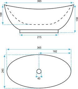Rea Kate mini, umývadlo na dosku 365x245x130 mm, biela lesklá, REA-U6803