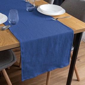 Biante Mušelínový behúň na stôl MSN-051 Modrý 45x120 cm