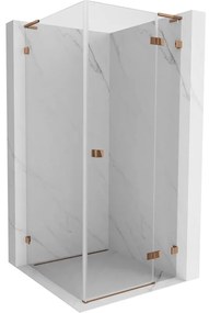 Mexen Lunar L, 1-krídlový sprchový kút, pravý, 80 x 80 cm, 8mm číre sklo, ružové zlato profil, 834L-080-080-60-00-P