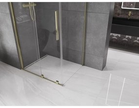 Mexen Velar, sprchový kút s posuvnými dverami 100(dvere) x 75(stena) cm, 8mm číre sklo, zlatá lesklá, 871-100-075-01-50