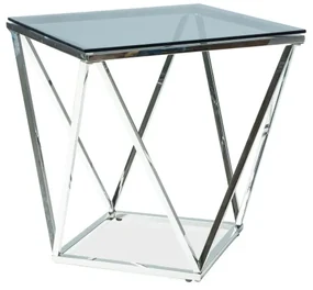 Konferenčný stolík Silver B III 50 x 50 cm, číra / strieborná