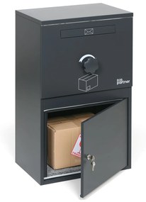 Poštová schránka na listy a balíky, možnosť montáže do muriva, sivá, 810 x 501 x 343 mm