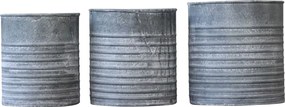 3ks plechový zinkový antik obal na kvetináč Planters - Ø 21*22/Ø 17*20 / Ø 13*18cm