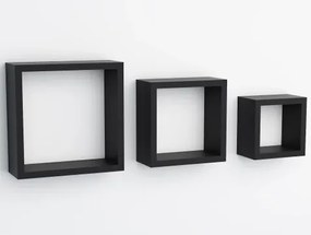 Sada 3 poliček Quadrio, čierne%