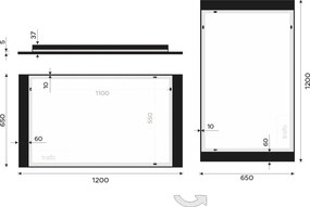 Nimco Čierne LED zrkadlo 1200x650 - ZPC 41006-90