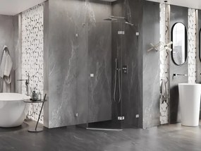 Mexen Lunar, výklopný päťuholníkový sprchový kút pravý 100 x 100 cm, 8mm číre sklo, chrómový profil, 831-100P-100L-01-00-P