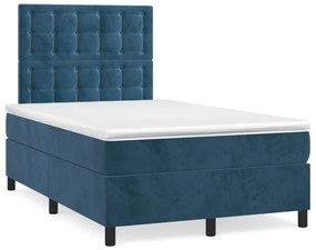 Boxspring posteľ s matracom a LED, tmavomodrá 120x190 cm, zamat 3270339