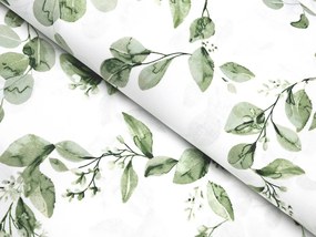 Biante Bavlnená obliečka na vankúš Sandra SA-422 Zelené listy na bielom 40 x 40 cm