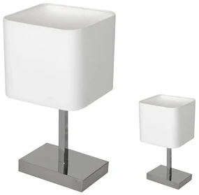 Stolná lampa Napoli, 1x biele textilné tienidlo, ch