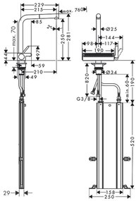 Hansgrohe M81, drezová batéria Aquno Select s výsuvnou koncovkou a plochým sprchovým prúdom, sBox, chrómová, HAN-73830000
