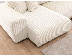 Krémová menčestrová rohová pohovka (pravý roh/do tvaru "U") Justin – Ropez