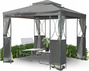 Garden Line ALTANA / ZÁHRADNÝ PAVILÓN S MOSKYTIÉROU ŠEDÁ 2,5 x 2,5 x 2,7 M *3989