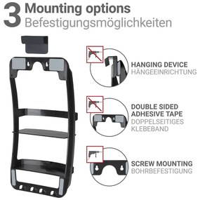 Čierna závesná/bez vŕtania plastová kúpeľňová polička Universal – Wenko