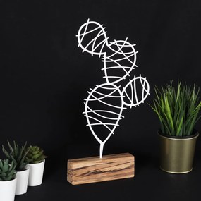 Kovová dekorácia Cactus Round 40 cm biela