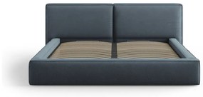 Tmavomodrá čalúnená dvojlôžková posteľ s úložným priestorom a roštom 180x200 cm Arendal – Cosmopolitan Design