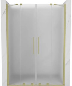 Mexen Velar Duo, posuvné sprchové dvere do otvoru 160 cm, 8mm sklo námraza, zlatá matná, 871-160-000-32-55