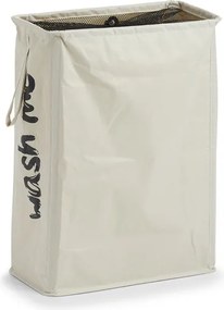 Zeller Present 2. akosť - Textilný úzky kôš na špinavú bielizeň, uzatvárateľný, 44l, krémový s nápisom WASH ME