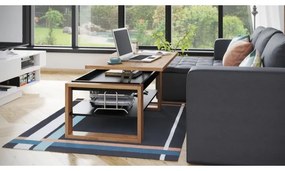 Konferenčný stôl so zdvíhacou doskou a poličkou NEA dub craft/čierna