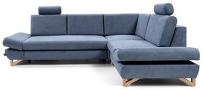 Rozkladacia rohová čalúnená sedacia súprava AVESTA do tvaru L, pravé prevedenie, modrá, s úložným priestorom