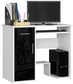 Volně stojící psací stůl Jay 90 cm bílý/černý lesk