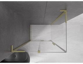 Mexen Velar L, sprchový kút s posuvnými dverami 120 x 100 cm, 8mm číre sklo, zlatá matná, 871-120-100-03-55