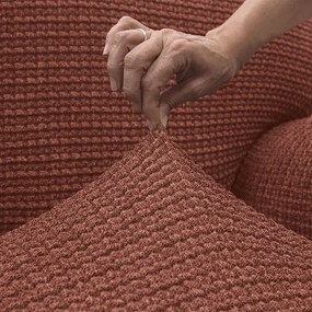 Super strečové poťahy RUBINIA tehlová kreslo ušiak (š. 70 - 95 cm)