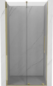 Mexen Velar, posuvné dvere do otvoru 120x200 cm, 8mm číre sklo, zlatá lesklá, 871-120-000-01-50