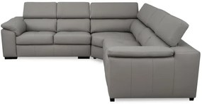 Kožená rohová sedacia súprava LOREN II XL, sivá (madras - 128 grey)