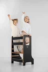 Učiaca veža Montessori pre súrodencov čierna