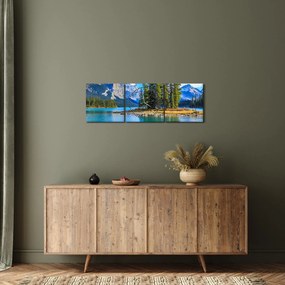 Obraz - Horská krajina s riekou (s hodinami) (90x30 cm)