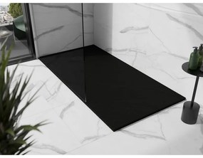 Mexen Stone+, obdĺžniková vanička z minerálneho kompozitu 200 x 100 cm, čierna, čierna krytka, 44701020-B