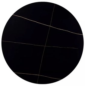 Okrúhly jedálenský stôl RION 90 cm s keramickou doskou, čierny mramor