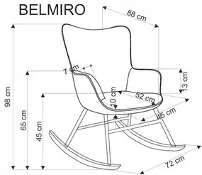 Sivé hojdacie kreslo BELMIRO