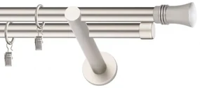 Dekorstudio Chrómová matná dvojradová garniža CAPRI 19mm Dĺžka: 440cm, Typ uchytenia: Držiak dvojitý modern, Typ príslušenstva: Krúžky tiché so štipcami