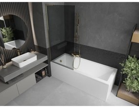 Mexen Next L, 1-krídlová vaňová zástena 80 x 150 cm, 6mm šedé sklo, zlatý lesklý profil, 895-080-000-03-40-50