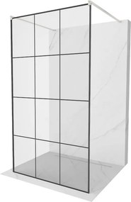 Mexen Kioto, sprchová zástena Walk-In 100 x 200 cm, 8mm sklo čierny vzor, brúsená oceľ profil,  800-100-002-97-77