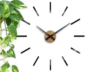 Nástěnné samolepící hodiny Cezar 65 cm černé/hnědé