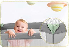 Ricokids Cestovná postieľka + matrac + taška 125 x 65 x 78 cm RK-240 mint grey