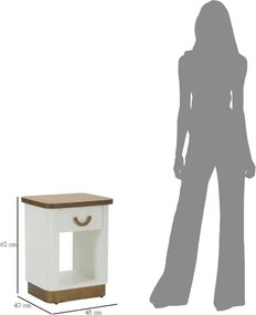 Nočný stolík Tolosa 48 cm biely/jaseň