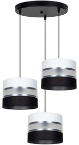 Luster na lanku CORAL 3xE27/60W/230V čierna/biela/chróm pr. 45 cm