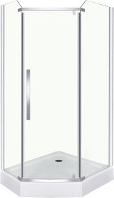 Novoterm Päťuholníkový sprchovací kút NV-Glasgow Plus 100x80, chróm/transparent - bez vaničky