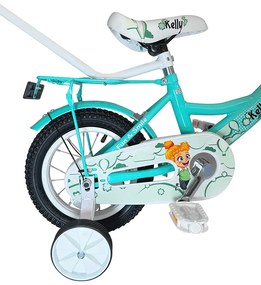 Detský bicykel s vodiacou tyčou, košíkom a pomocnými kolieskami 16 – pre deti od 4 do 6 rokov