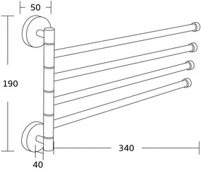 Mexen príslušenstvo, držiak na uteráky, otočný, chróm, 7039244-00