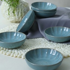 Súprava 6 kameninových misiek Laguna 12 cm, tyrkysová